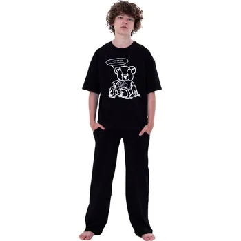 Chlapecké pyžamo Chlapecké pyžamo Teddy Bear - krátký rukáv, dlouhé kalhoty - černá | Winkiki Kids Wear Velikost: 158