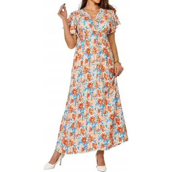 Dámské šaty BÍLO-ORANŽOVÉ ŠATY MIDI ŠATY B30 M/L - 39