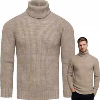 Pánský svetr Recea svetr 3107 béžový rolák velikost M