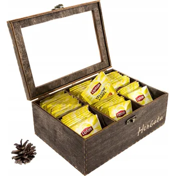 Obraz Dřevěná čajová krabička Dobrzewyciete 22x15,5x9 cm