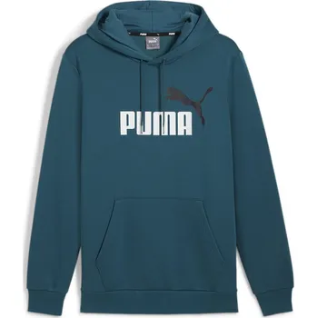 Dámské oblečení PUMA Pánská dvoubarevná mikina s velkým logem Essentials+ PUMA Cold Green L ZELENÁ