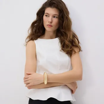 Dámské tričko Reserved - Tričko s volánkem peplum - bílá - 568FB-00X - 568FB-00X-XXL