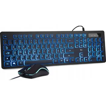 Klávesnice Mechanická klávesnice Rii RK105 LED + myš Rii RT105 QWERTZ HERNÍ SADA