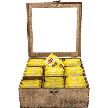 Dóza na potraviny Hnědá dóza na čaj s 9 přihrádkami, box na čaj a kávu