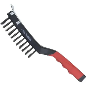 Drátěný kartáč DEDRA-EXIM Drátěný kartáč 4 řady, DEDRA 2001P14 škrabka, ocel, 340 mm, dvoukomponentní rukojeť