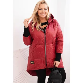 Dámská zimní Plus Size prošívaná bunda s kapucí 5419 bordó uni