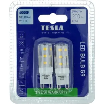 Žárovka LED žárovka Tesla - LED žárovka G9, 2W, 230V, 200lm, 4000K denní bílá, 2ks v balení