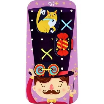 Dřevěná hračka Kreativní hračka Lucy & Leo 290 Kouzelník - dřevěný šněrovací provlékací set