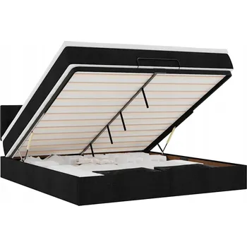 Matrace Otoman s matrací 203x180x78/88 cm černý, matrace 180x200x20 cm bílo-černá