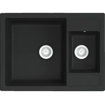 Granitový dřez Granitový dřez dvoudílný černý 580x440x172 mm