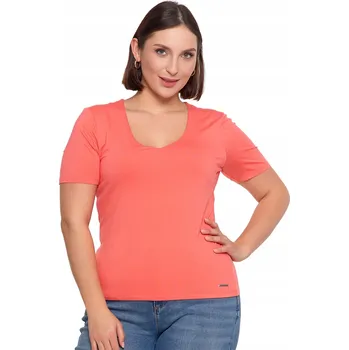 DÁMSKÁ HALENKA VISKÓZOVÁ VÝSTŘIH DO V REGULAR FIT BEZ VZORU KLASICKÁ MORAJ XL