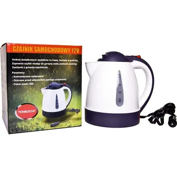 Rychlovarná konvice Cestovní rychlovarná konvice do auta ELEKTRICKÁ 12V 1L 150W bílá TRAKER