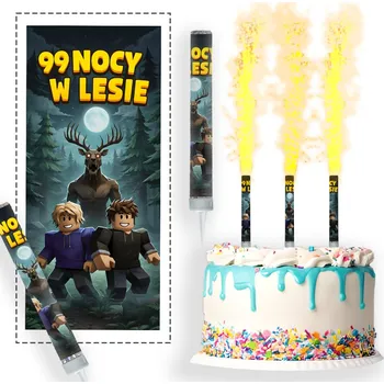 Dortová svíčka DORTOVÁ FONTÁNA 99 NOCÍ V LESE ROBLOX HRA JELEN SVÍČKA PRSKAVKA