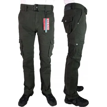 Pánské kalhoty Pánské kalhoty Kapsáče Khaki Rovné nohavice Pásek W34