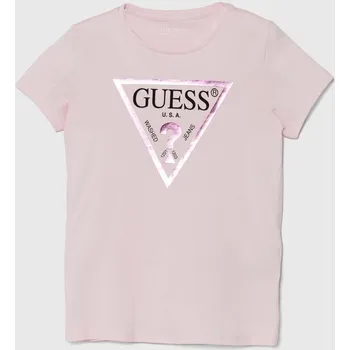 Chlapecké tričko Dětské bavlněné tričko Guess J73I56.K8HM0.9BYH růžová 30X, vel. 158-166