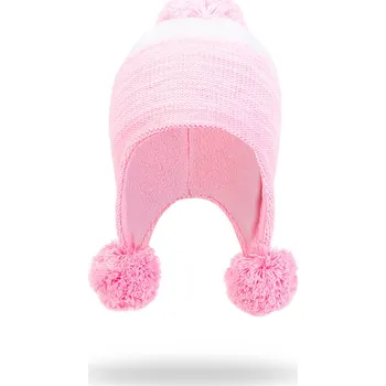 Čepice Marhatter Dívčí pletená čepice - 9414 - bílá/růžová