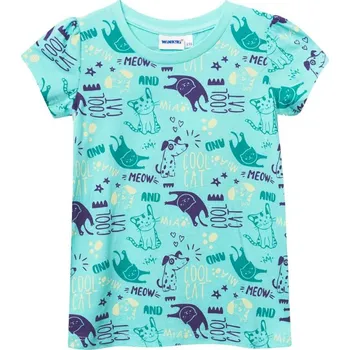 Dívčí tričko Winkiki Kids Wear Dívčí tričko Cool Cat - tyrkysová Velikost: 116