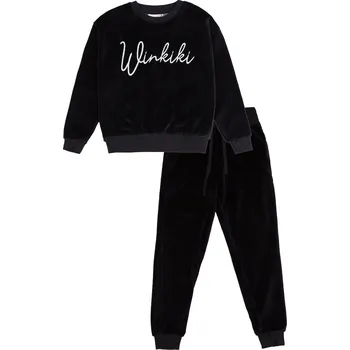 Dívčí noční košile Winkiki Kids Wear Dívčí tepláková souprava Velur Winkiki - černá Velikost: 128