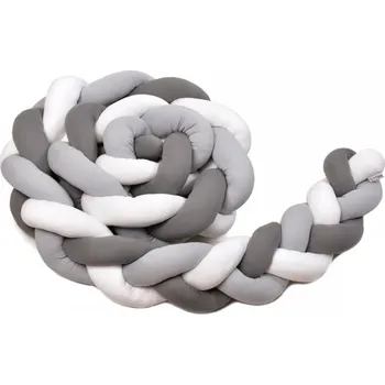 mantinel do postýlky T-tomi Pletený mantinel 180 cm White + Grey + Antracit