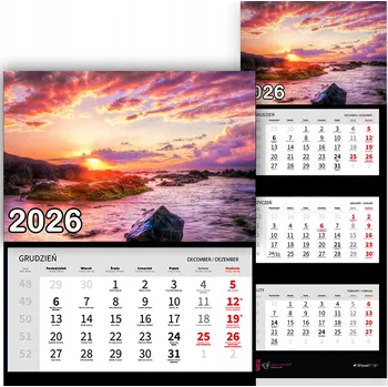 Kalendář Trojdílný kalendář na rok 2026 Palmowy raj Premium | Nástěnný kalendář s motivy