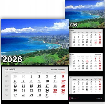 Kalendář Trojdílný kalendář na rok 2026 Widok na miasto Premium | mnoho vzorů