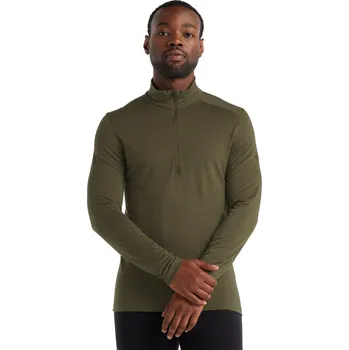 Pánské merino tričko s dlouhým rukávem ICEBREAKER Mens 200 Oasis LS Half Zip, Loden velikost: XXL