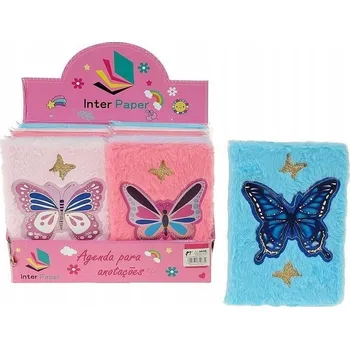 Blok Notes A5 v plyšovém obalu Motýli MIX