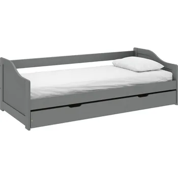 Postel Tempo Kondela Postel s výsuvnou přistýlkou, šedá, masiv, 90x200, LAURA NEW