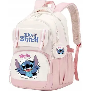 Školní batoh Školní batoh vícekomorový Bilbo Kids bílý, odstíny hnědé a béžové, růžový