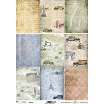 Umělecký papír Rýžový papír na decoupage ITD - Vintage , malé motivy - R2038