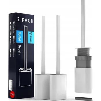 WC štětka Silikonový WC kartáč se stojánkem a nástěnným držákem, bílý, sada 2 ks