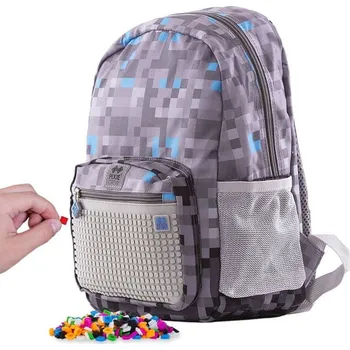 Školní batoh Školní batoh vícekomorový Minecraft Pixie Crew, odstíny šedé a stříbrné
