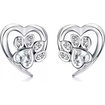 Náušnice Stříbrné náušnice lesklé tlapky transparentní ze stříbra stříbro 925