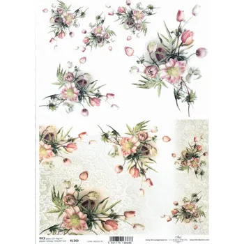 Umělecký papír Rýžový papír na decoupage ITD - Květiny, tulipánky, krajka - R1360