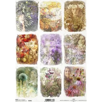Umělecký papír Rýžový papír na decoupage ITD - Rostliny, ženy, abstrakt, více motivů - R2081