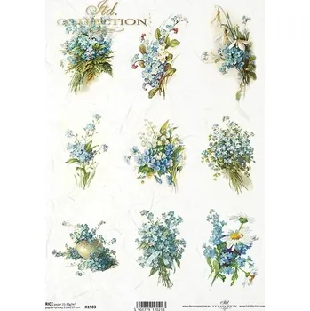 Umělecký papír Rýžový papír na decoupage ITD - Pomněnky - R1983