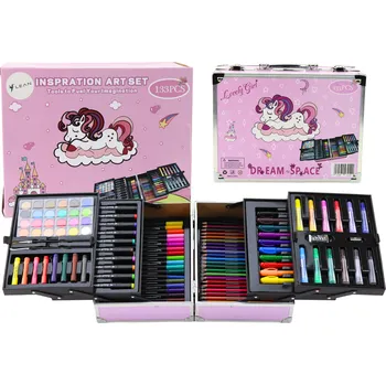 Výtvarná sada Mamido Umělecká sada v rozkládacím kufříku s jednorožcem 133 ks