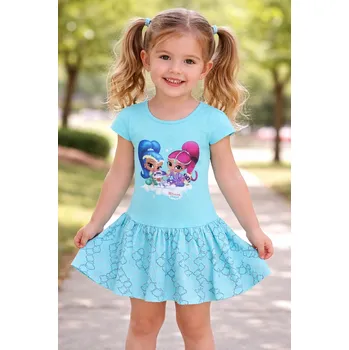 Dívčí šaty Setino Dívčí šaty TŘPYTKA A SVĚTLA krátký rukáv modré Modrá, Velikost: 92 92