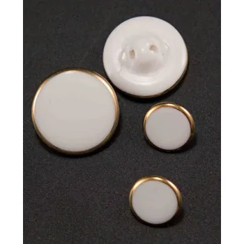 Knoflík Skleněný knoflík se spodním přišitím - bílo zlatý - průměr 1,06 cm