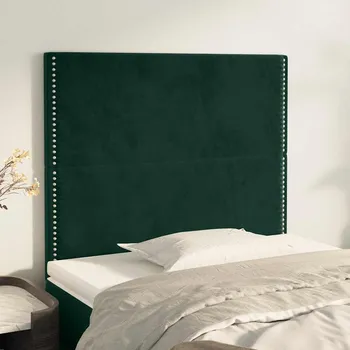 vidaXL Čelo postele 90x5x118/128 cm sametové [3116228] Barva: Tmavě zelená