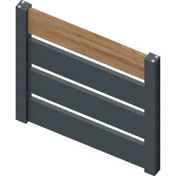 Plotový sloupek vzorek hliníkové plotové výplně - vzorek plotového pole, barva antracit a buk, rozměr 500 x 500 mm