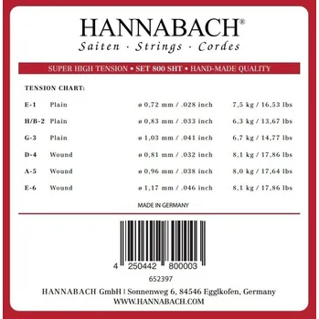 Struna pro kytaru a smyčcový nástroj Hannabach Struny pro Klasickou kytaru Serie 800 Super High Tension Postříbřené3-tá Diskant 8008SHT 196291