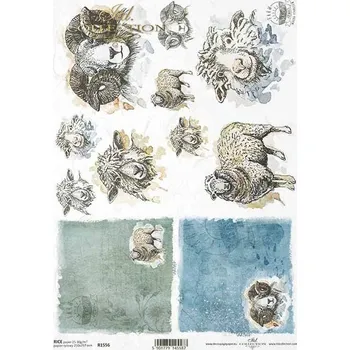 Umělecký papír Rýžový papír na decoupage ITD - Farma, ovce, beran - R1556