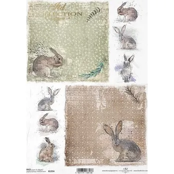 Umělecký papír Rýžový papír na decoupage ITD - Zajíci - R1354
