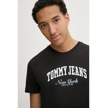 Pánské oblečení Bavlněné tričko Tommy Jeans DM0DM20362 černá 99X, vel. L