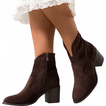 Dámské kozačky KOTNÍKOVÉ BOTY Dámské AŽUROVÉ Na Sloupku Vystřižený Svršek POHODLNÝ vel. 39