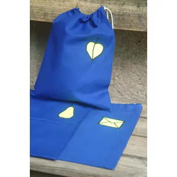 Školní sáček CEDR Sáček na obuv školní 33x27,5 cm s výšivkou (Modrý sáček s výšivkou)