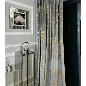 Obraz ZÁVĚS POLOZATEMŇOVACÍ VELUROVÝ VZHLED MARMORU 140X250 KOLEČKA OKA TMAVĚ BÉŽOVÝ