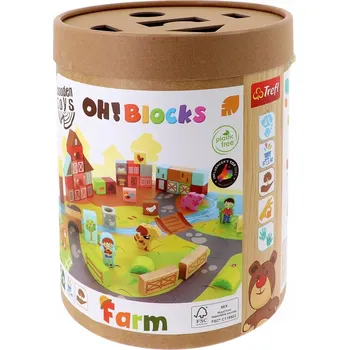 Dřevěná hračka TREFL Stavebnice Dřevěné kostky OKlocki Oh!Blocks Farma 61716