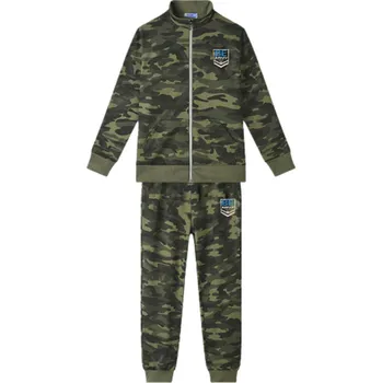 Sportovní oblečení CHLAPECKÁ TEPLÁKOVÁ SOUPRAVA maskáčová khaki Kugo JK9531